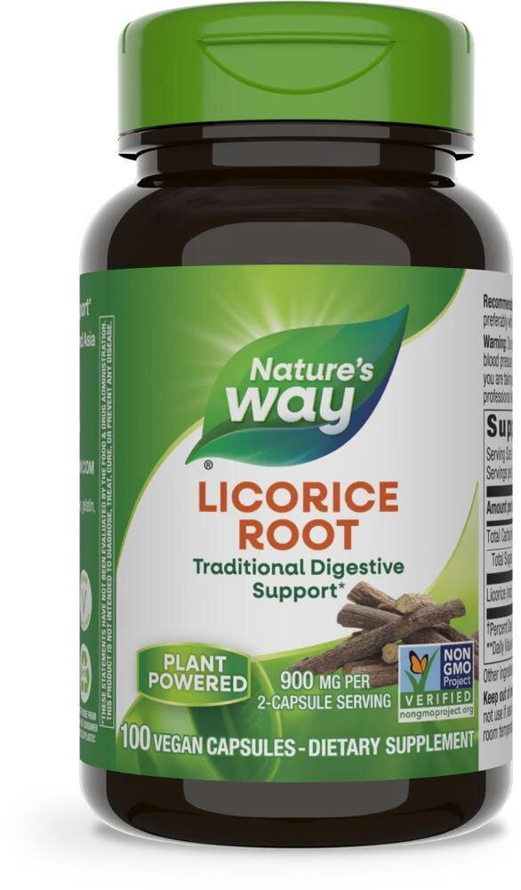 Солодки корінь Nature's Way Licorice Root, 100 веганських капсул