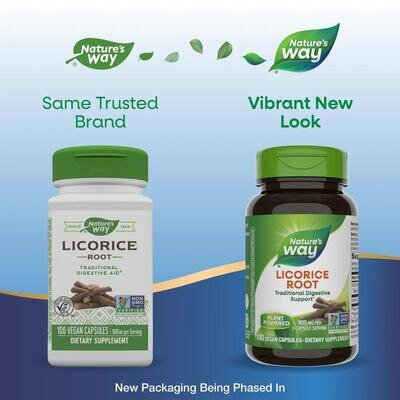 Солодки корінь Nature's Way Licorice Root, 100 веганських капсул