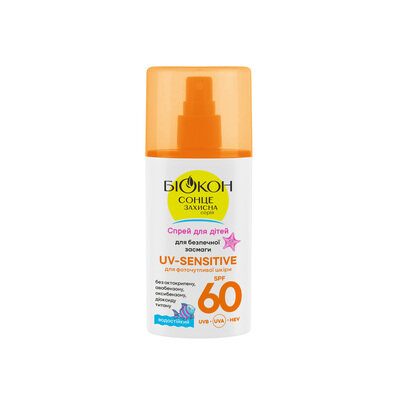Спрей Біокон UV-Sensitive дитячий для безпечної засмаги для фоточутливої шкіри SPF60, 90 мл