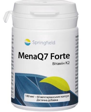 Вітамін К2 Springfield MenaQ7 Forte 180 мкг, 60 вегетаріанських капсул