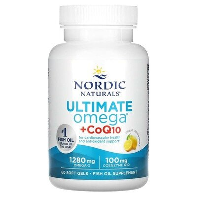Омега-3+ Коензим Q10 Nordic Naturals Ultimate Omega + CoQ10 1280 мг/100 мг, 60 капсул