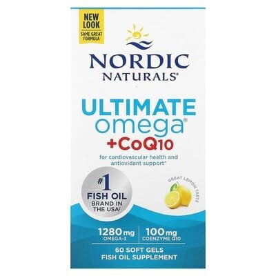 Омега-3+ Коензим Q10 Nordic Naturals Ultimate Omega + CoQ10 1280 мг/100 мг, 60 капсул