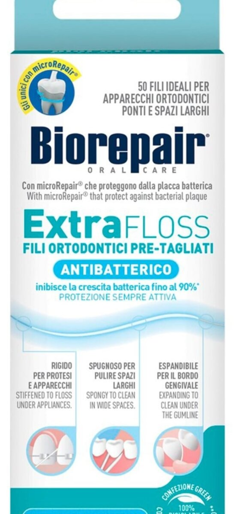 Зубна нитка-флос Biorepair розширююча з гідроксиапатитом і цинком, 50 штук
