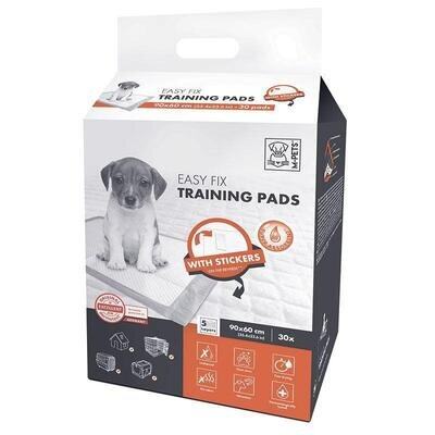 Пелюшки M-Pets Easy Fix Training Pads для привчання цуценят до туалету з клейкими стікерами для фіксації, розмір 90х60 см, 30 штук