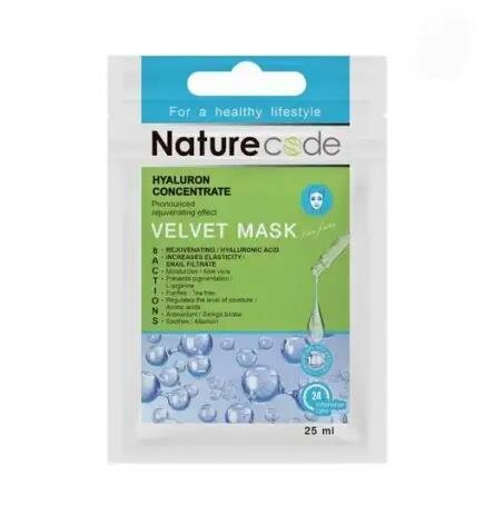 Маска для обличчя Nature Code Velvet Mask тканинна Гіалурон концентрат, 25 мл