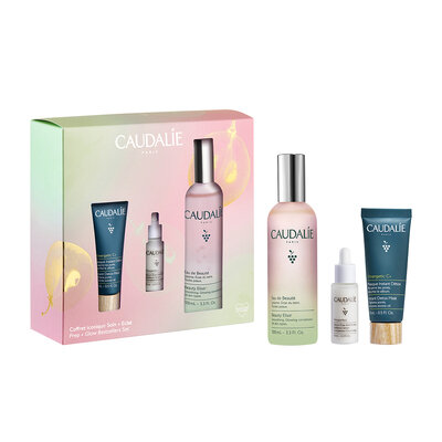 Набір Caudalie Beauty Elixir (Еліксир-вода для обличчя 100мл, Сироватка для обличчя 10 мл, Маска Детокс 15мл)