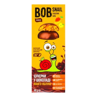 Цукерки Bob Snail Choсo манго-яблуко у бельгійському молочному шоколаді, 30 г