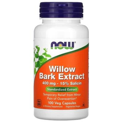 Екстракт кори верби NOW Willow Bark Extract 400 мг вег. капсули №100
