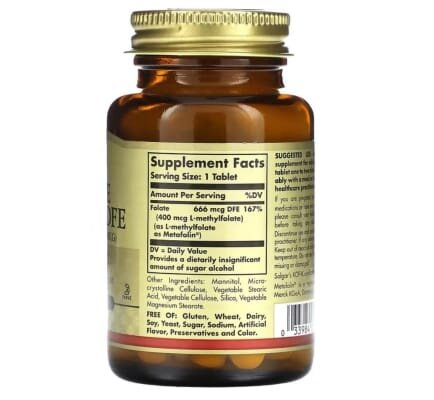 Фолат Solgar Folate 666 мкг DFE (Metafolin 400 мкг) таблетки №100