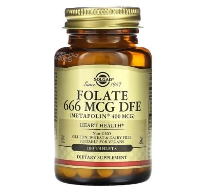 Фолат Solgar Folate 666 мкг DFE (Metafolin 400 мкг) таблетки №100