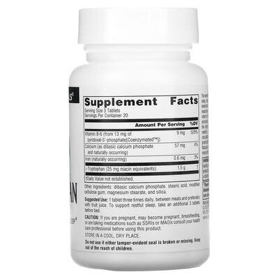 Триптофан коферментний Source Naturals L-Tryptophan with Coenzyme B-6 500 мг, 60 таблеток