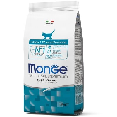 Корм сухий Monge Kitten Rich in Chicken для кошенят віком від 1 до 12 місяців з куркою, 1,5 кг
