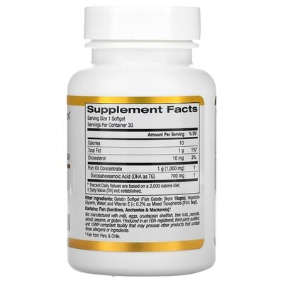 DHA 700 California Gold Nutrition 1000 мг, 30 желатинових капсул