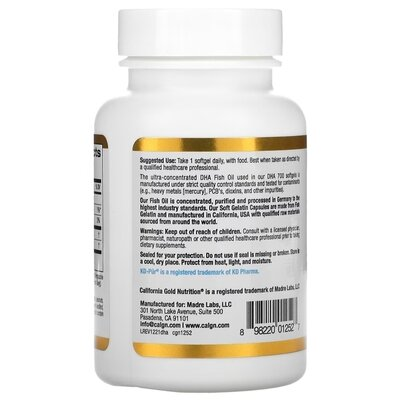 DHA 700 California Gold Nutrition 1000 мг, 30 желатинових капсул