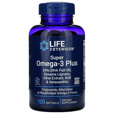 Супер Омега-3 плюс Life Extension Super Omega-3 Plus, 120 желатинових капсул