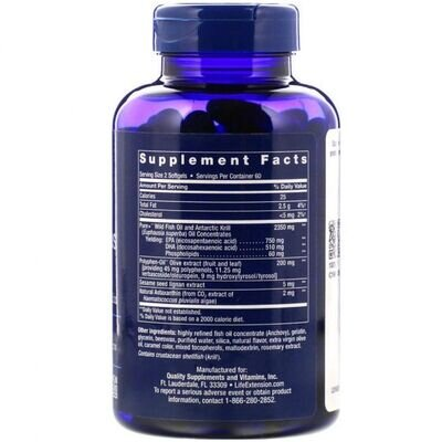 Супер Омега-3 плюс Life Extension Super Omega-3 Plus, 120 желатинових капсул