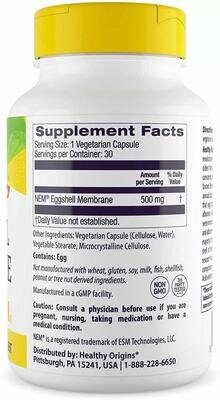 Мембрана яєчної шкаралупи Healthy Origins Natural Eggshell Membrane 500 мг, 30 вегетаріанських капсул