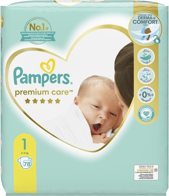 Підгузки дитячі Pampers Premium Care розмір 1, 2-5 кг, 78 шт