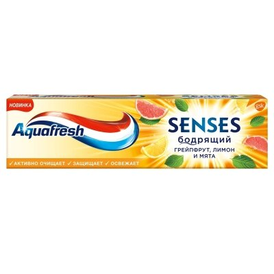 Зубна паста Aquafresh Senses Бадьорий грейпфрут, лимон та м'ята, 75 мл