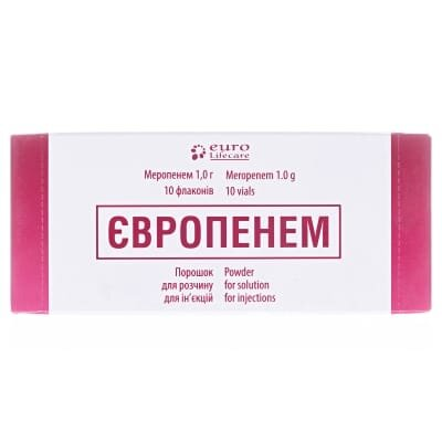 Європенем порошок для р-ну д/ін. по 1 г №10 у флак.