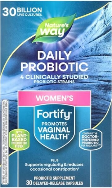 Комплекс Про- та пребіотиків для жінок Nature's Way Fortify 30 млрд КУО, 30 капсул з відстроченим вивільненням