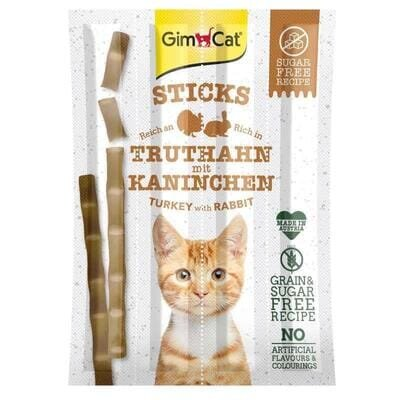 Ласощі для кішок GimCat Sticks палички з індичкою і кроликом, 4 штуки