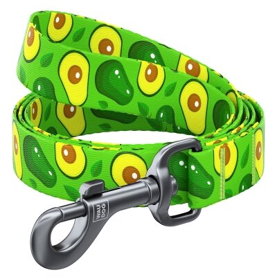 Повідець Collar WAUDOG Nylon малюнок Авокадо, ширина 20 мм довжина 122 см