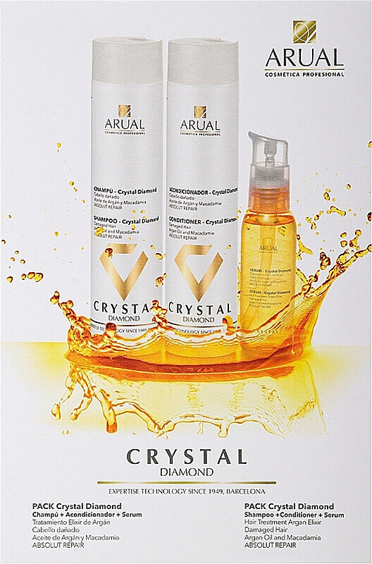 Набір для відновлення волосся Arual Crystal Diamond (шампунь 250 мл + кондиціонер 250 мл + сироватка 100 мл)
