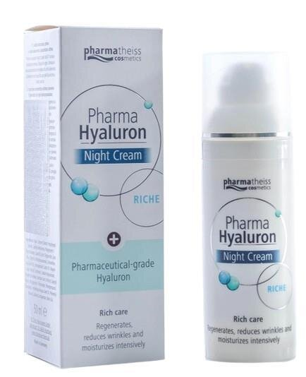 Крем для обличчя Pharma Hyaluron Riche нічний відновлюючий для сухої шкіри, флакон з дозатором, 50 мл