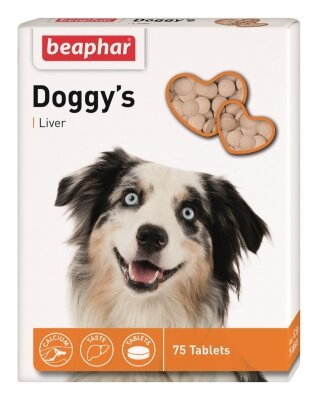 Вітаміни для собак Beaphar Doggy's +Liver Ласощі зі смаком печінки для собак, 75 таблеток