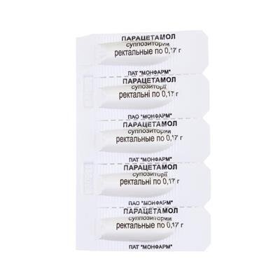 Парацетамол супозиторії рект. по 0.17 г №10 у стрип.