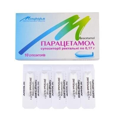 Парацетамол супозиторії рект. по 0.17 г №10 у стрип.
