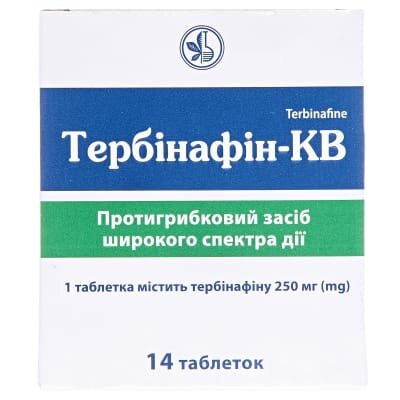 Тербінафін-КВ таблетки по 250 мг №14 (7х2)