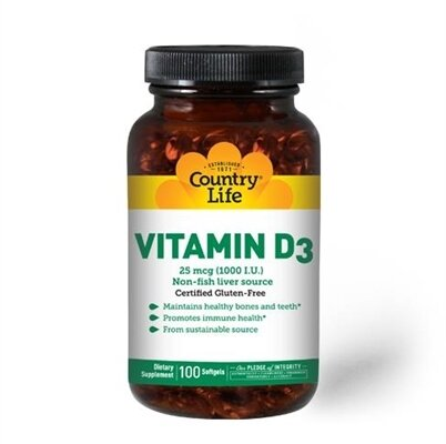 Вітамін Д3 Country Life Vitamin D3, 1000 МО, 100 м'яких капсул