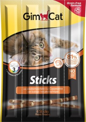 М'ясні палички для кішок GimCat лосось і гребінці grain-free, 4 штуки по 5 г