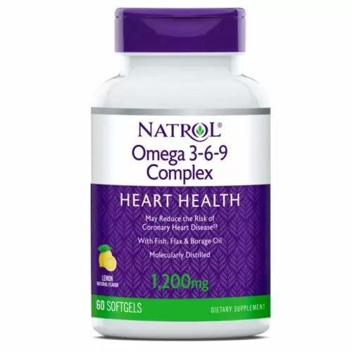 Омега 3-6-9 Natrol Omega 3-6-9 Complex з лимонним смаком, 1200 мг, 60 капсул