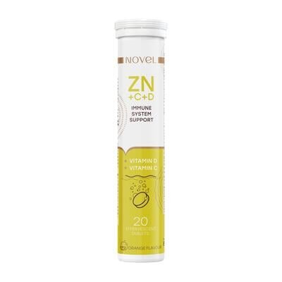 Вітаміни Novel Immune System Support Vitamin C+Zinc+D таблетки шипучі №20
