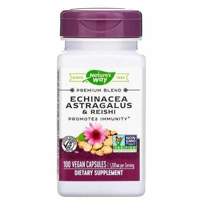 Ехінацея, астрагал та рейші Nature's Way Echinacea Astragalus & Reishi, 100 вегетаріанських капсул
