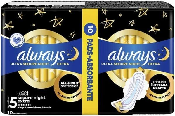 Прокладки гігієнічні Always Ultra Secure Night, 7 крапель, 5 розмір, 10 шт