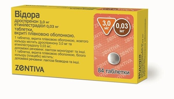 Відора таблетки, в/плів. обол. по 3 мг/0.03 мг №84 (28х3)