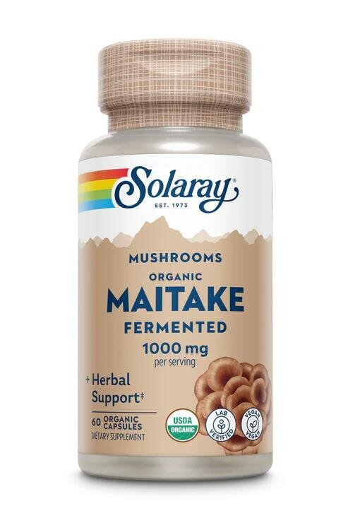Гриб Маітаке Solaray Fermented Maitake, 60 веганських капсул