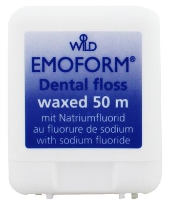 Зубна нитка Dr. Wild Emoform вощена, з фторидом, 50 м