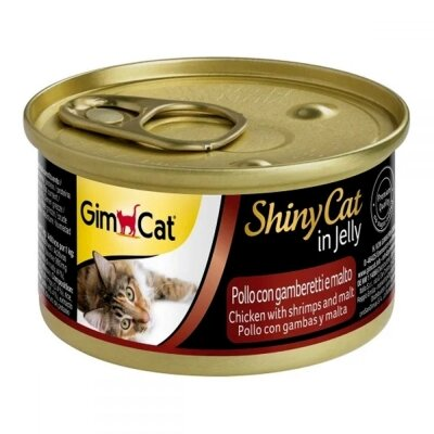 Корм вологий для котів GimCat Shiny Cat Kitten з куркою, креветками і солодом, 70 г