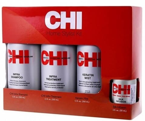 Набір CHI Home Stylist Kit для щоденного догляду за волоссям (шампунь 355мл + спрей 355мл + кондиціонер 355мл + шовк 59 мл)