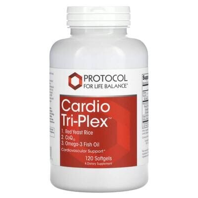 Червоний дріжджовий рис з Омега-3 та коензимом Q10 Protocol for Life Balance Cardio Tri-Plex, 120 гелевих капсул