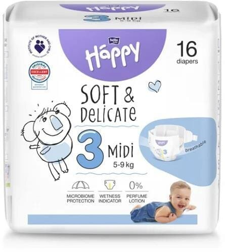 Підгузки Bella Baby Happy Midi, розмір 3, 5-9 кг, 16 шт
