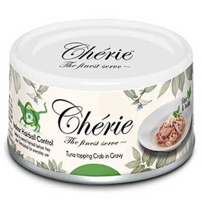 Корм вологий Cherie Indoor Hairball Control для котів з тунцем та крабом в соусі для запобігання утворення шерстяних грудочок, 80 г