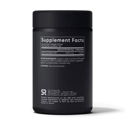 Біотин Sports Research Biotin 5000 мкг, 120 вегетаріанських капсул