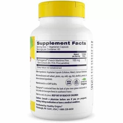 Екстракт соснової кори Healthy Origins Pycnogenol 100 мг, 60 капсул