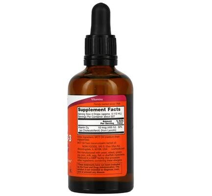 Вітамін Д-3 NOW Vitamin D-3 400 МО рідкий, 59 мл